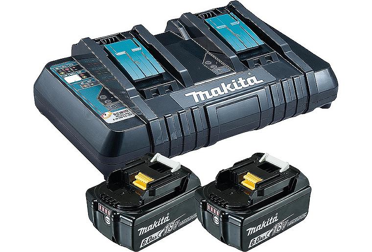 Akku-Set MAKITA 18V mit 2x 6,0 Ah Akkus und Doppelladegerät