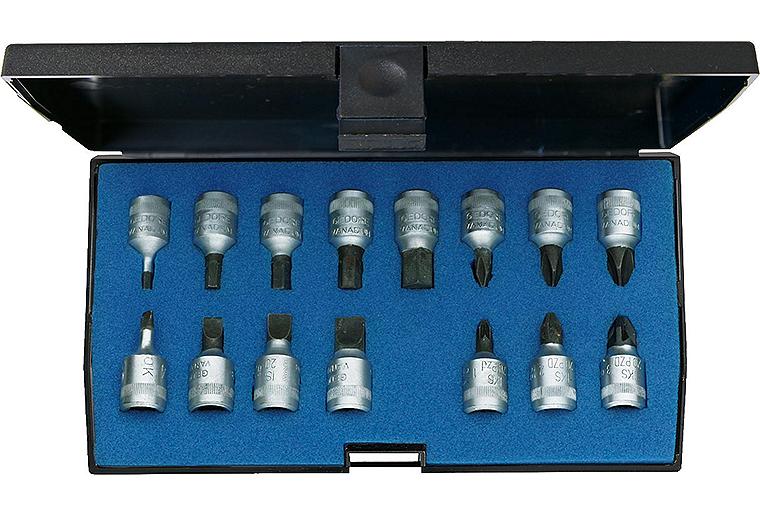 Steckschlüsselsatz Gedore 1/4" 15-teilig Schlitz, Pozi- driv, Philipps, Innensechskant