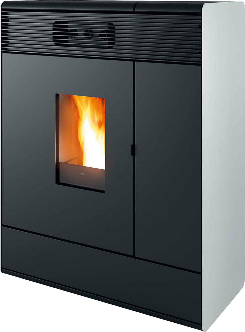 Pelletofen MCZ Aki Hydromatic 18 R, Grundgerät mit Verkleidung Weiß Metall , 17,7 KW