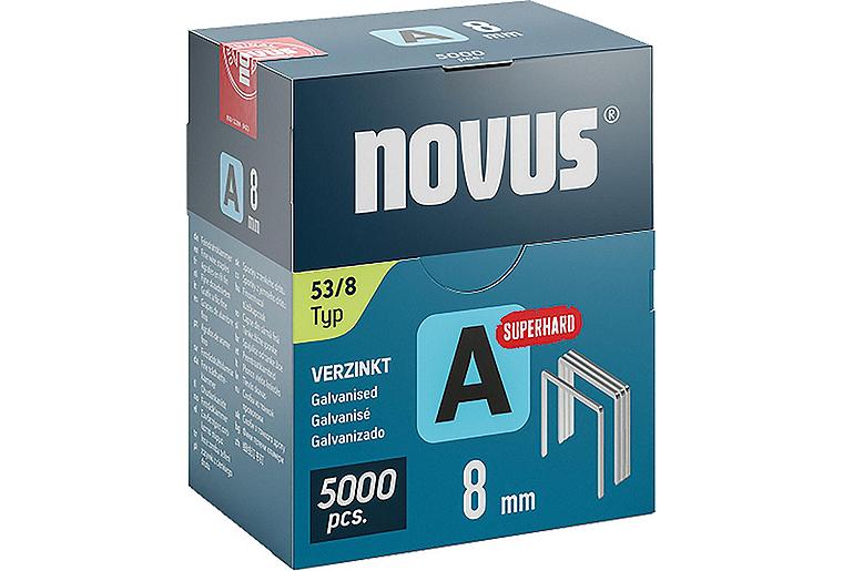 Feindrahtklammer Novus Typ A 53/8 verzinkt, superhart VPE: 5000 Stück Feindrahtklammer Novus Typ A 53/8 verzinkt, superhart VPE: 5000 Stück