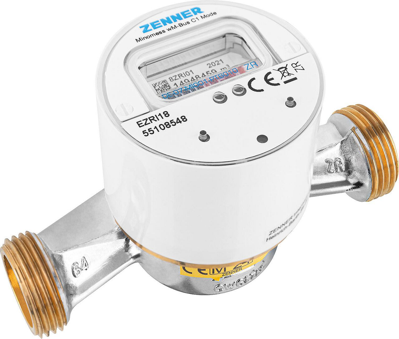 Funk AP- Kaltwasserzähler Zenner, Minomess, 30°C Q3 2,5, BL=130mm-DN15(1/2") R40HV 325 RK, wireless M-Bus Funk AP- Kaltwasserzähler Zenner, Minomess, 30°C Q3 2,5, BL=130mm-DN15(1/2") R40HV 325 RK, wireless M-Bus