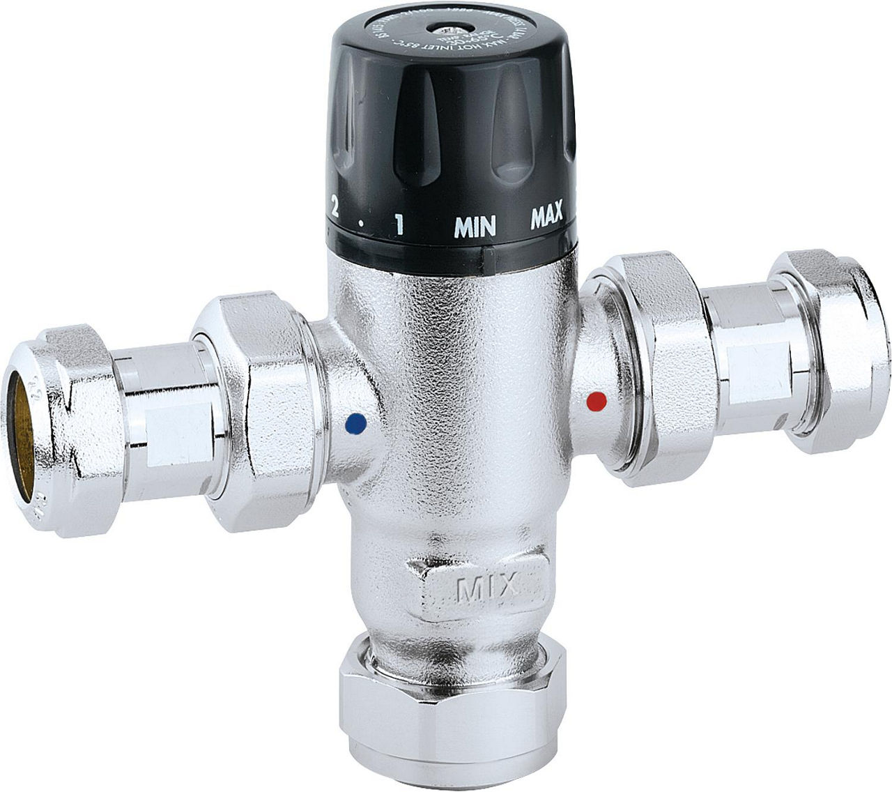 Thermomischer 521 einstellbar, verchromt, 22 mm Einstellbereich: 30°C bis 65°C Thermomischer 521 einstellbar, verchromt, 22 mm Einstellbereich: 30°C bis 65°C
