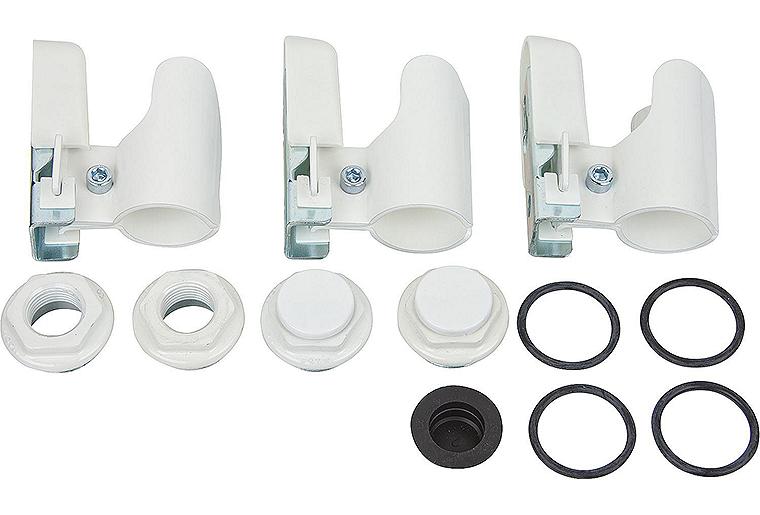 Wandkonsolen-Anschlussset zu Tribeca Alu-Röhrenradiator, RAL 9010 Wandkonsolen-Anschlussset zu Tribeca Alu-Röhrenradiator, RAL 9010