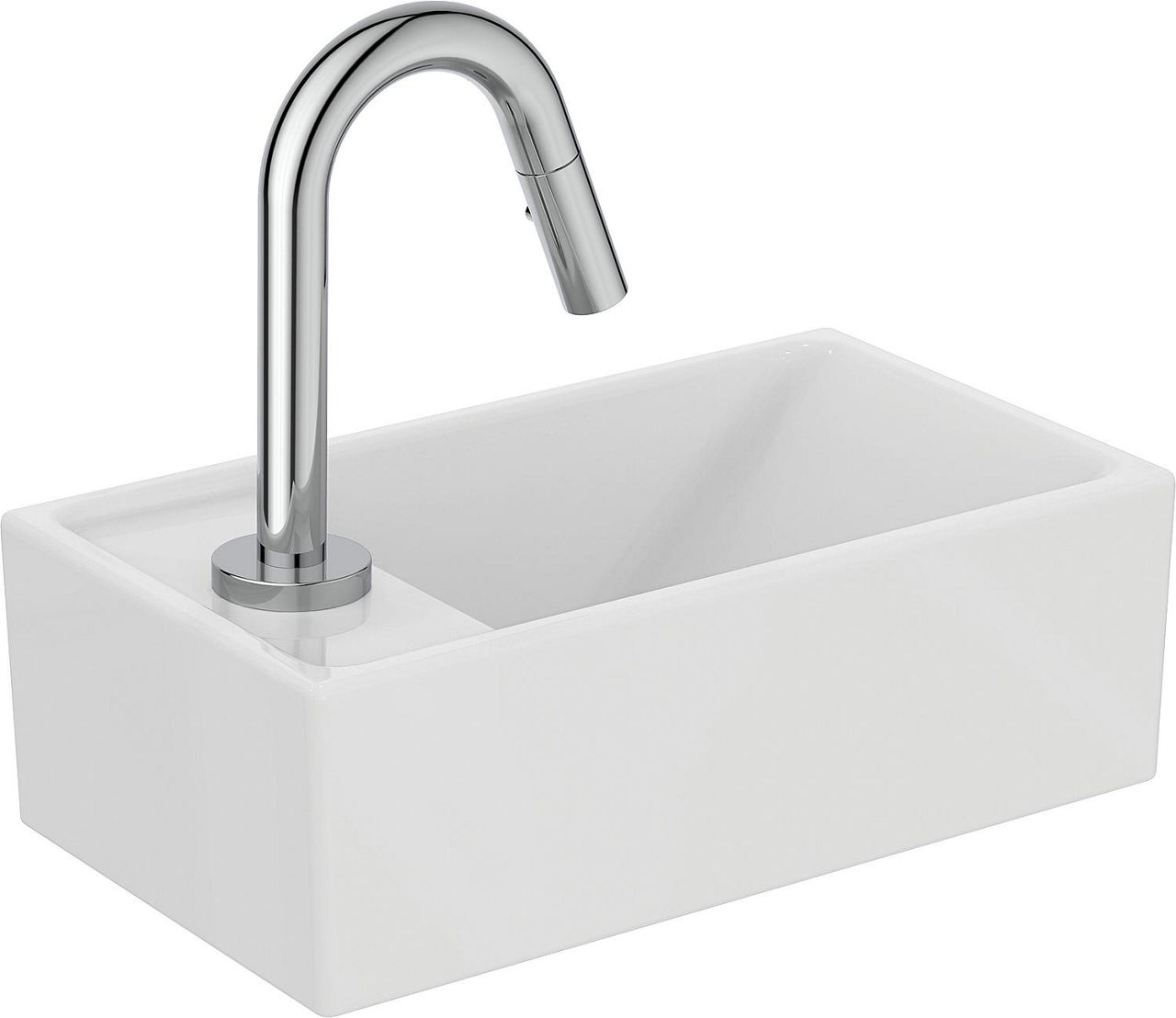 Handwaschbecken-Paket Ideal Standard Eurovit + Standventil Idealstream BxHxT: 370x120x210 mm Ablage links Handwaschbecken-Paket Ideal Standard Eurovit + Standventil Idealstream BxHxT: 370x120x210 mm Ablage links