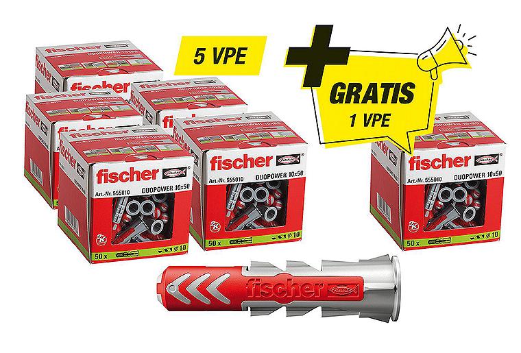 Fischer-Aktions-Set best. aus 5 x 94 119 92 +Gratis 1x 94 119 92 Dübel Duopower Fischer-Aktions-Set best. aus 5 x 94 119 92 +Gratis 1x 94 119 92 Dübel Duopower