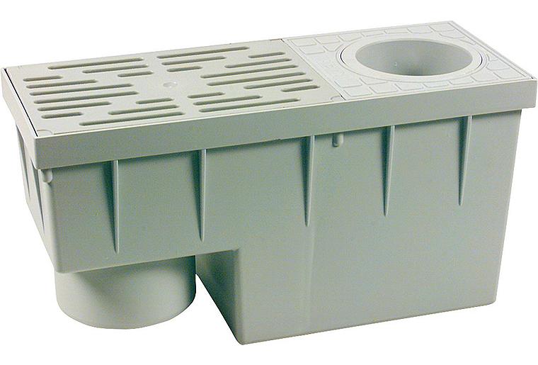 Regensinkkasten für Fallrohre 75-100 mm 380x155x200 mm senkrecht DN 100 Regensinkkasten für Fallrohre 75-100 mm 380x155x200 mm senkrecht DN 100