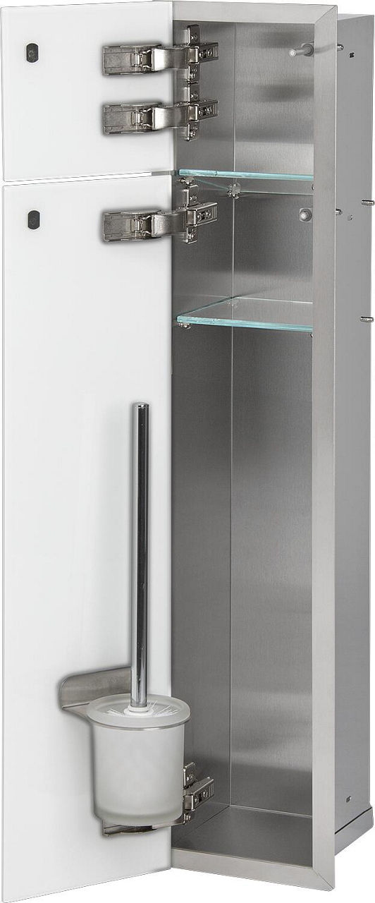 WC-Einbaucontainer Flat Höhe 800 innen Edelstahl gebürstet, 2 Türen schwarz, links WC-Einbaucontainer Flat Höhe 800 innen Edelstahl gebürstet, 2 Türen schwarz, links