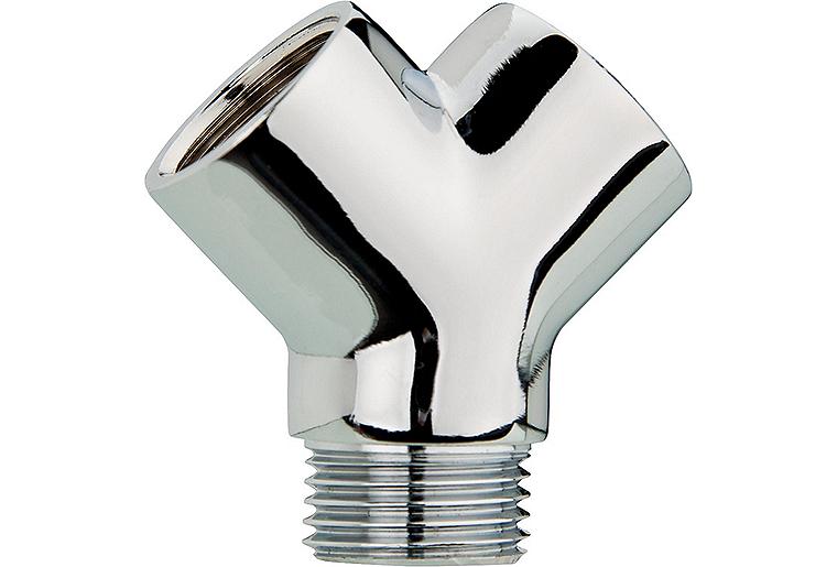 Y-Stück messing verchromt 1 x DN15(1/2") AG / 2 xDN 15 (1/2") IG Y-Stück messing verchromt 1 x DN15(1/2") AG / 2 xDN 15 (1/2") IG