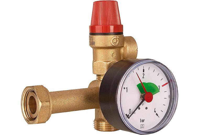 Heizkreissicherheitsgruppe für Easyflow Syst. Mit SV 3 bar Manometer 4 bar Heizkreissicherheitsgruppe für Easyflow Syst. Mit SV 3 bar Manometer 4 bar