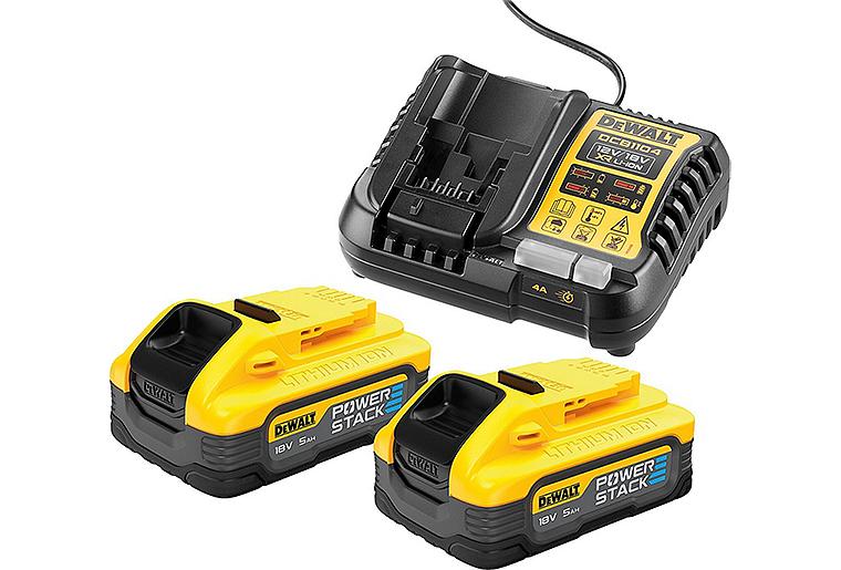 Akku-Starter-Set DeWalt DCB1104H2-QW 18V mit 2 x 5,0 Ah Akkus Powerstack und Schnellladegerät