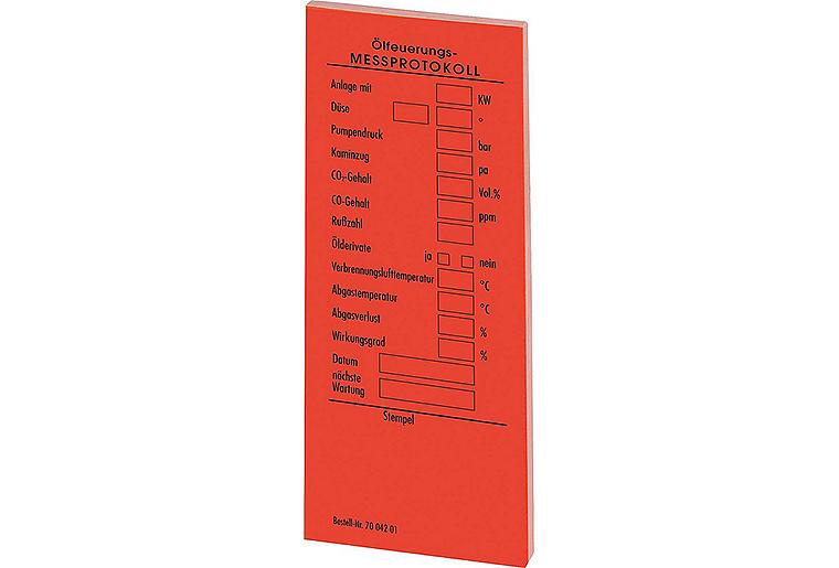 Messprotokoll selbstklebende Kessel- aufkleber, für Öl, rot 1 Block á 50 Stck. Messprotokoll selbstklebende Kessel- aufkleber, für Öl, rot 1 Block á 50 Stck.