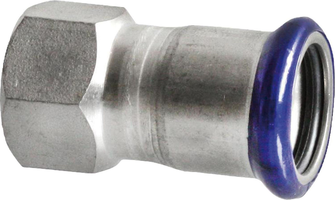 Edelstahl Pressfitting M-Kontur Übergangsmuffe, (i/IG), 42 mm x 11/4" Edelstahl Pressfitting M-Kontur Übergangsmuffe, (i/IG), 42 mm x 11/4"