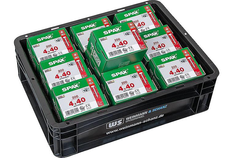 Vorteilspaket WS + SPAX®, Halbrundkopfschrauben WIROX® Vollgewinde ø 4,0 x 40 mm, 2000 Stück + gratis WS BOX Vorteilspaket WS + SPAX®, Halbrundkopfschrauben WIROX® Vollgewinde ø 4,0 x 40 mm, 2000 Stück + gratis WS BOX