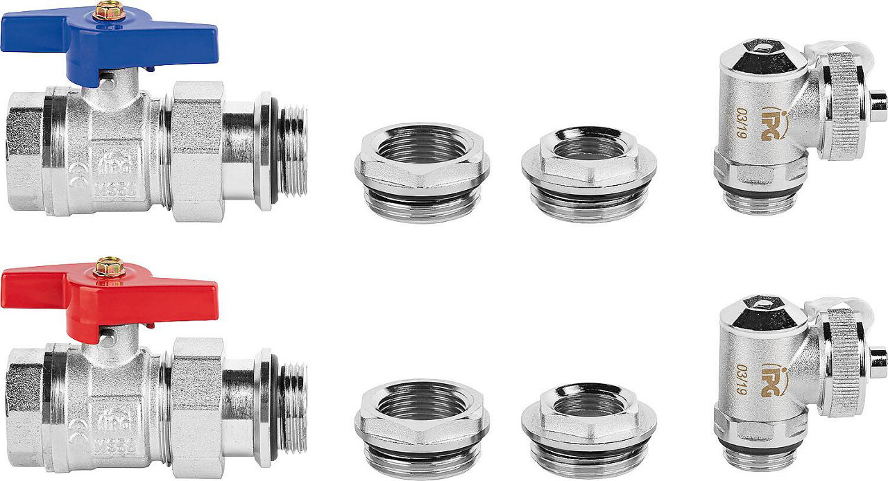 Anschlussgarnitur Typ H-E 3/4" horizontal, mit Entleerung Anschlussgarnitur Typ H-E 3/4" horizontal, mit Entleerung