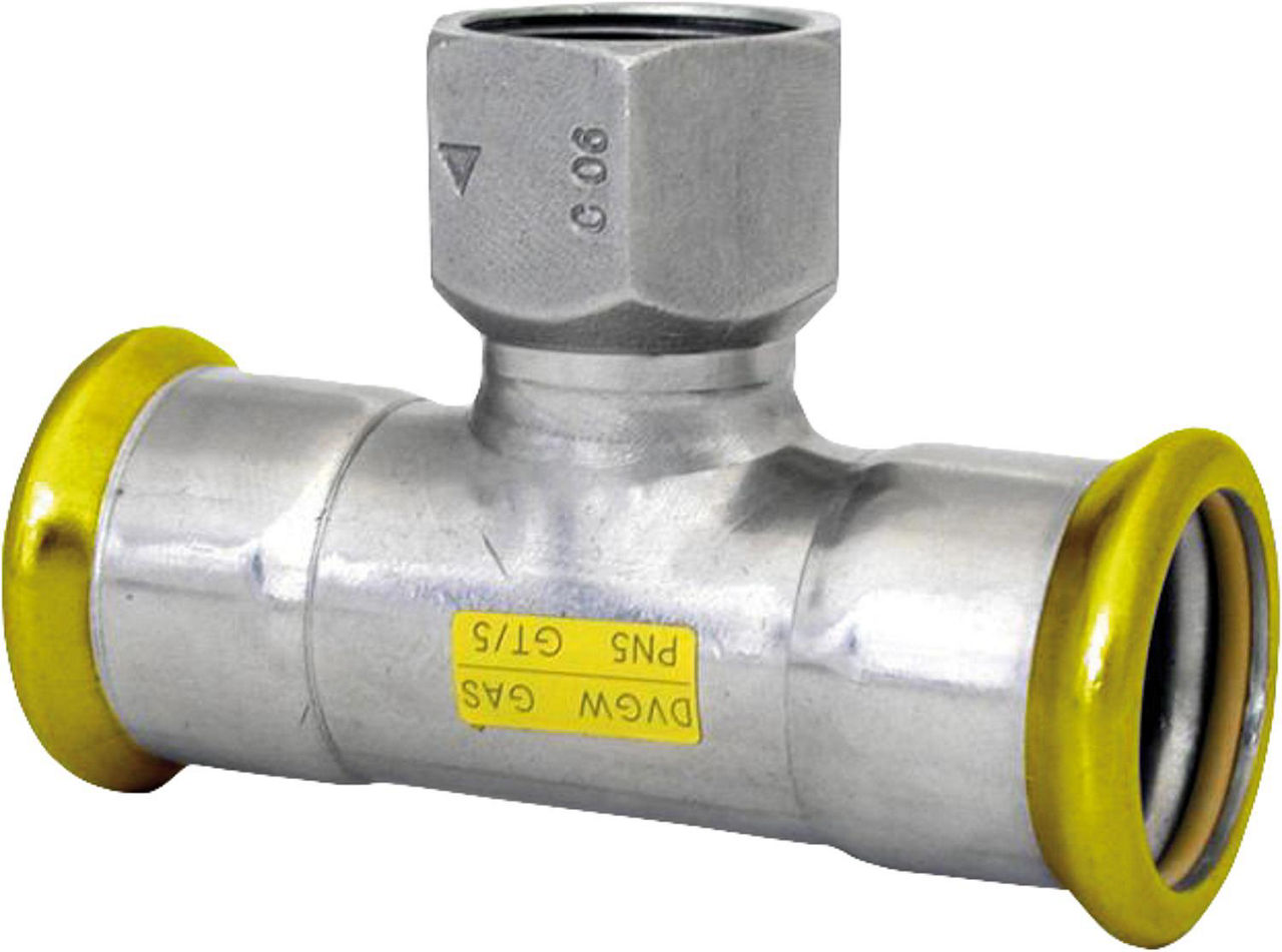 Edelstahl Pressfitting Gas T-Stück mit IG, M-Kontur 18 x 1/2 x 18
