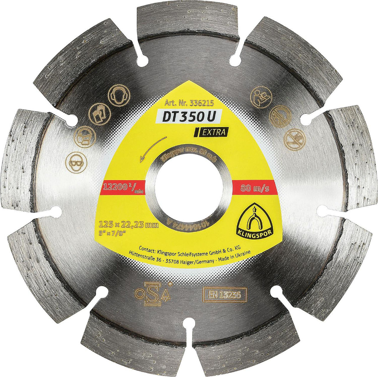 Diamant-Trennscheibe KLINGSPOR DT 350 U EXTRA 115 x 22,23 mm Standardverzahnung 8 Segmente Diamant-Trennscheibe KLINGSPOR DT 350 U EXTRA 115 x 22,23 mm Standardverzahnung 8 Segmente