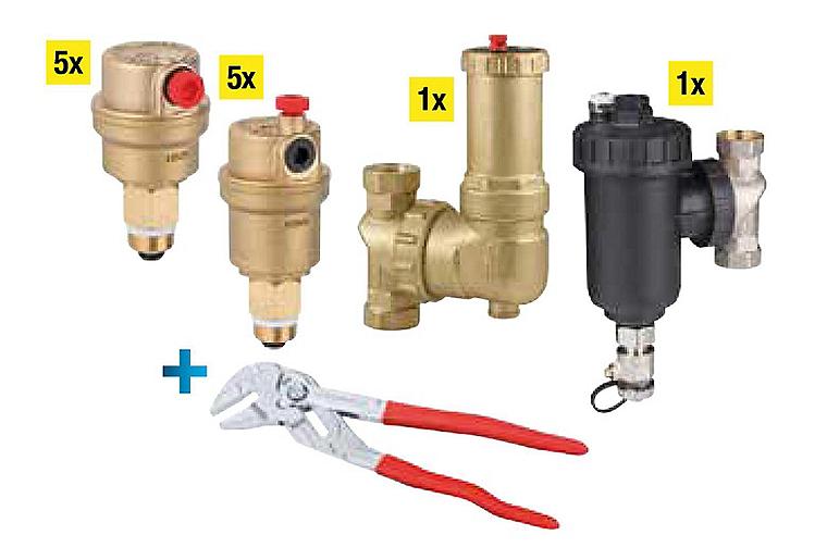 Aktionspaket a. 10x Schnellentl. Mini W/S,1x Luftabsch. 1xMagn.- /Schlammabsch.1x Gr. Zangenschl.