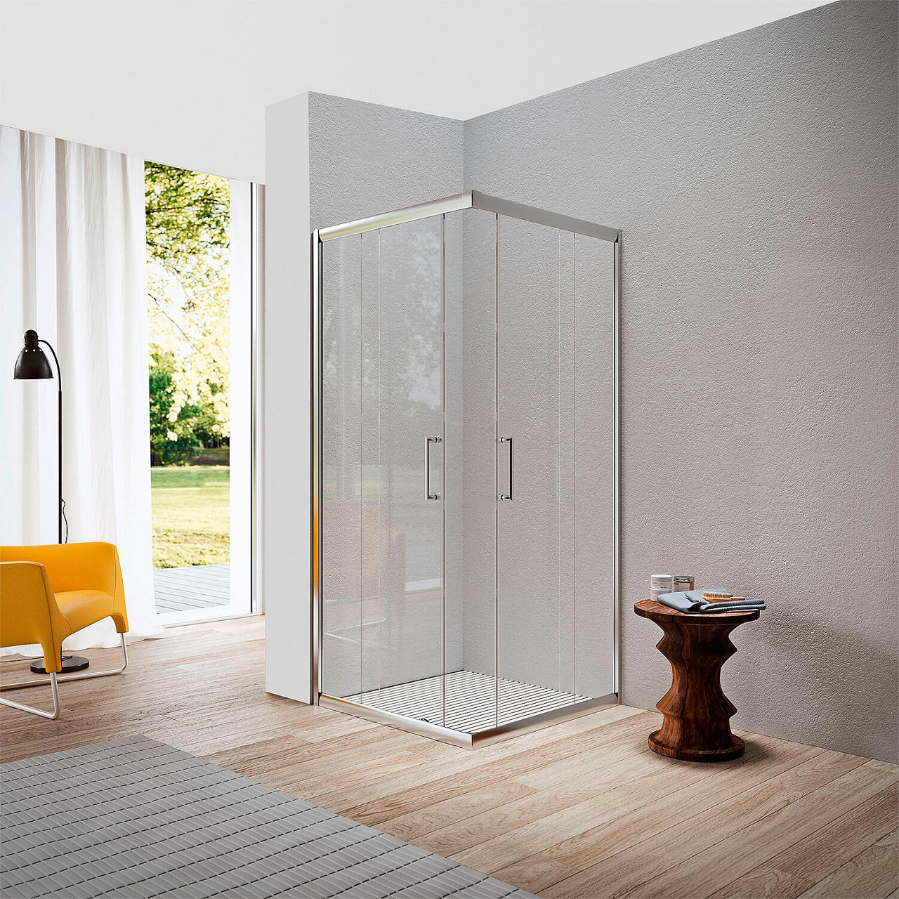 Eck-Duschkabine Elion 2.0 865-890 x 965-990 mm Höhe 1950 mm 6 mm Glas 2 Schiebetüren Eck-Duschkabine Elion 2.0 865-890 x 965-990 mm Höhe 1950 mm 6 mm Glas 2 Schiebetüren