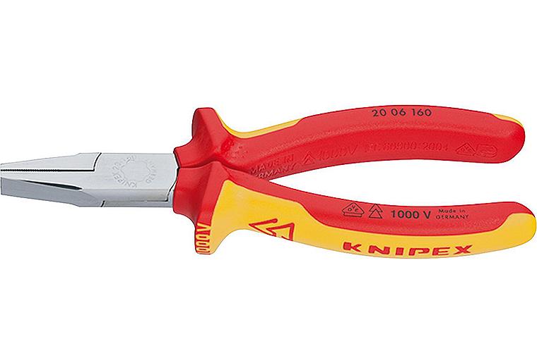 Flachzange verchromt VDE isoliert mit zweifarbigen Mehr- komponenten-Griffhüllen Länge 160mm Flachzange verchromt VDE isoliert mit zweifarbigen Mehr- komponenten-Griffhüllen Länge 160mm