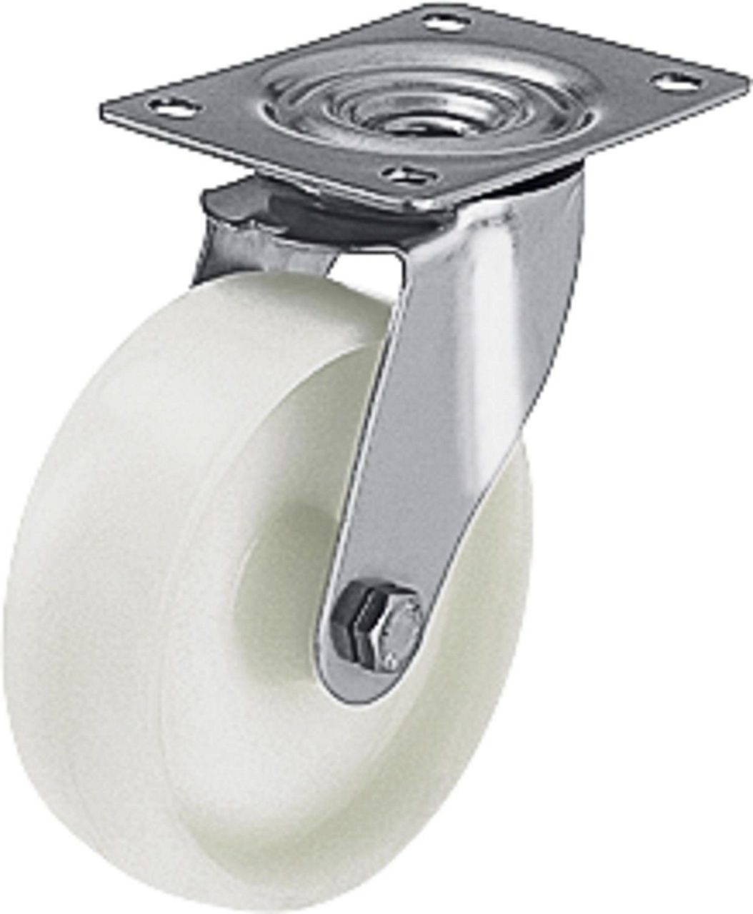Lenkrolle Polyamid/Edelstahl LEX-PO 80G,Tragfähigkeit 150kg, Rad-Ø 80mm,Plattengröße 100x85mm Lenkrolle Polyamid/Edelstahl LEX-PO 80G,Tragfähigkeit 150kg, Rad-Ø 80mm,Plattengröße 100x85mm