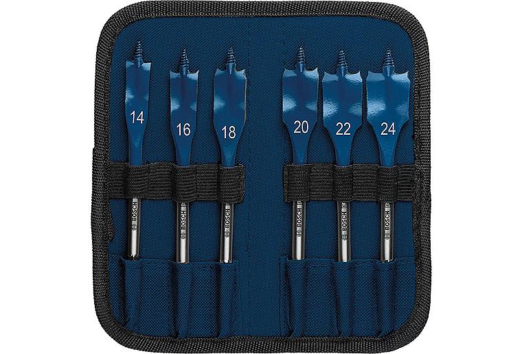 Flachfräsbohrer BOSCH 6-teilig Expert SELFCUT Ø 14/16/18/20/22/24mm, Länge 152 mm mit 1/4" Sechskantaufnahme Flachfräsbohrer BOSCH 6-teilig Expert SELFCUT Ø 14/16/18/20/22/24mm, Länge 152 mm mit 1/4" Sechskantaufnahme