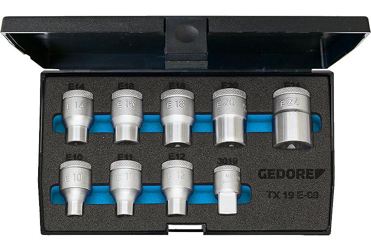 Außensechskant Steckschlüsseleinsatz-Satz GEDORE TX 19 E-09, 9-teilig 1/2"