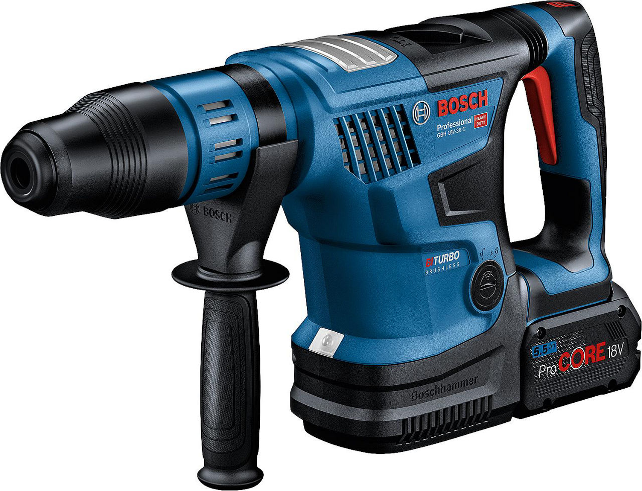 Akku-Bohr- und Meißelhammer BOSCH GBH 18V-36 C mit 2x 8,0 Ah ProCORE Akkus und Ladegerät