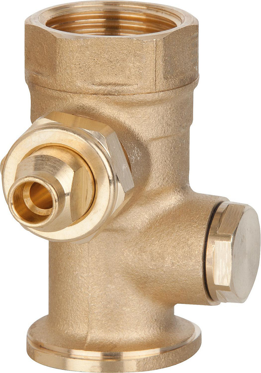 Thermometerkugelhahn TK DN25, F1" x 1"IG,1/2", Muffe rechts Thermometerkugelhahn TK DN25, F1" x 1"IG,1/2", Muffe rechts