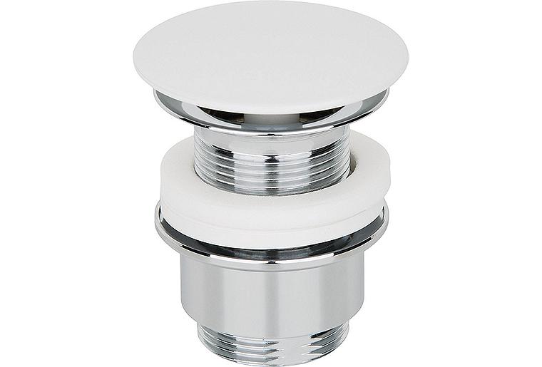 Schaftventil Messing verchromt DN32 (1 1/4"), mit feststeh. Abdeckp. weiss lackiert 30-45mm Schaftventil Messing verchromt DN32 (1 1/4"), mit feststeh. Abdeckp. weiss lackiert 30-45mm