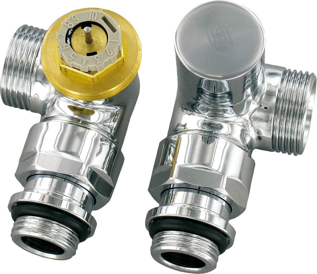 Design-Thermostatventil-Set Winkeleckform D 3933 DN15 (1/2") AG 3/4" (Eurokonus) , Chrom Design-Thermostatventil-Set Winkeleckform D 3933 DN15 (1/2") AG 3/4" (Eurokonus) , Chrom