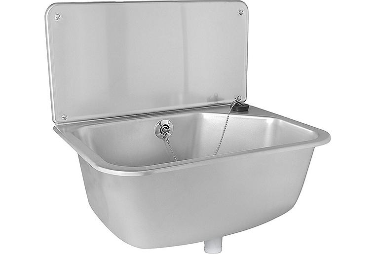 Edelstahl-Universal Ausgussbecken mit Ablauffläche 490x470x360mm mit Ab- und Überlaufgarnitur Edelstahl-Universal Ausgussbecken mit Ablauffläche 490x470x360mm mit Ab- und Überlaufgarnitur