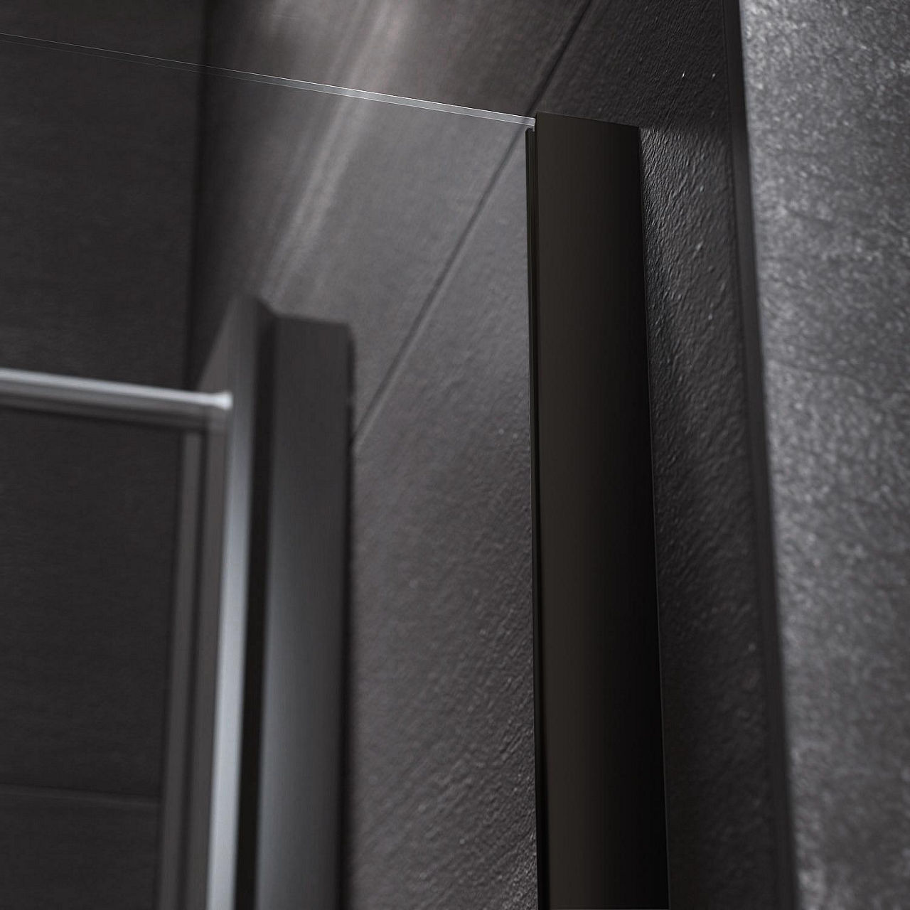 Walk-In Glasduschwand Liri Nero mit Wandprofil + Stabi-Stange eckig schwarz matt 1370 - 1395 mm ETC Walk-In Glasduschwand Liri Nero mit Wandprofil + Stabi-Stange eckig schwarz matt 1370 - 1395 mm ETC
