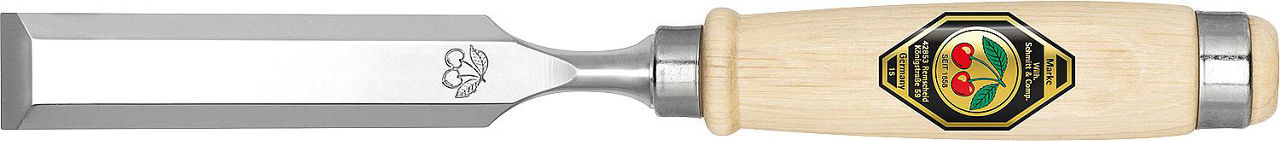 'Kirschen' Stechbeitel mit abgeflachtem Weißbuchenheft Breite: 18 mm 'Kirschen' Stechbeitel mit abgeflachtem Weißbuchenheft Breite: 18 mm