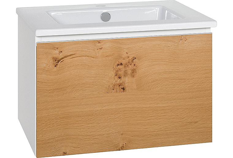 WTU + Keramik WT ELA Korpus weiß smt Front weiß hochglanz Dekor, 610x420x510 mm