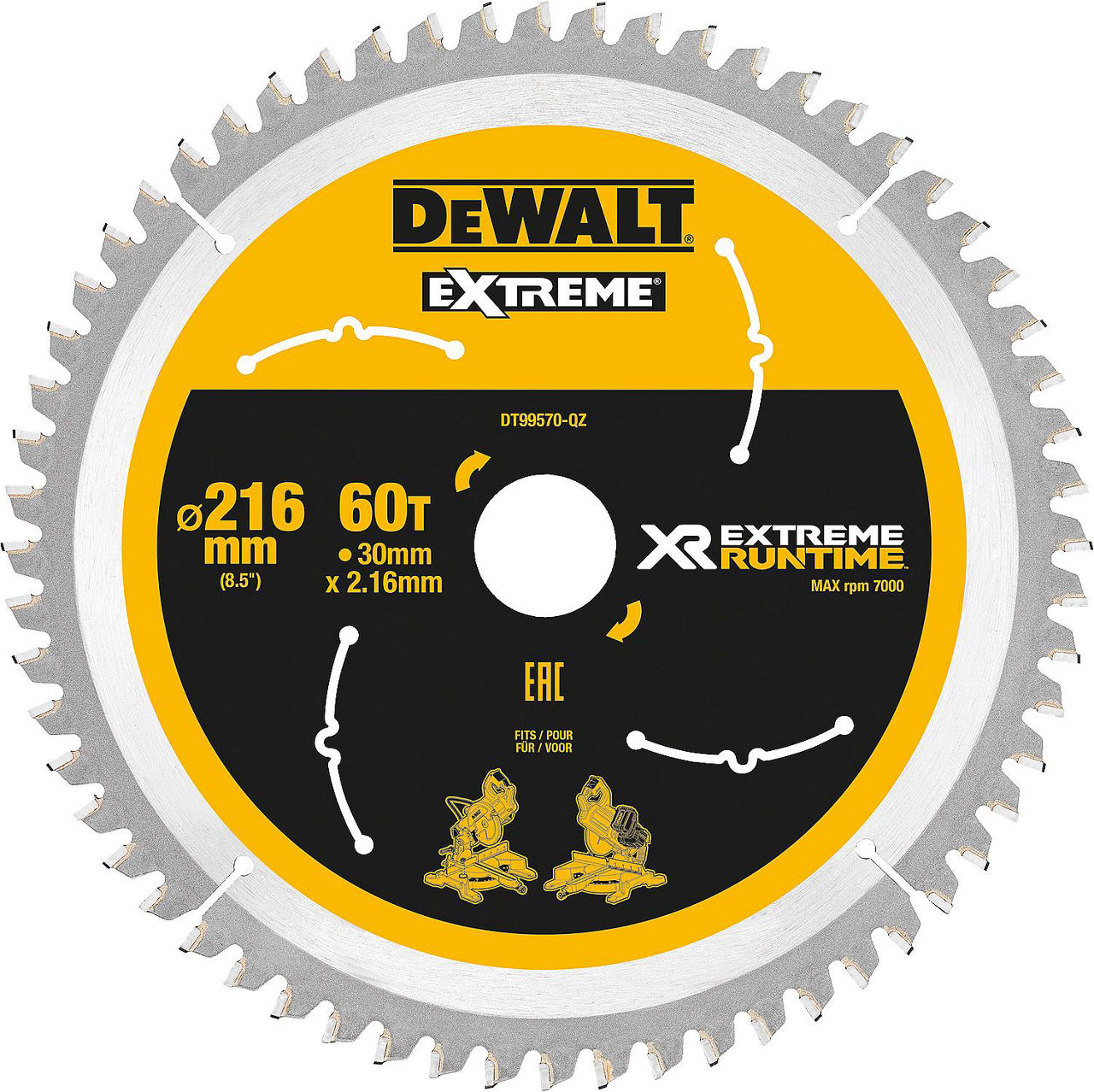 Kreissägeblatt DeWalt, DT99570 XR Extreme Runtime 60Z 216/30mm Kreissägeblatt DeWalt, DT99570 XR Extreme Runtime 60Z 216/30mm