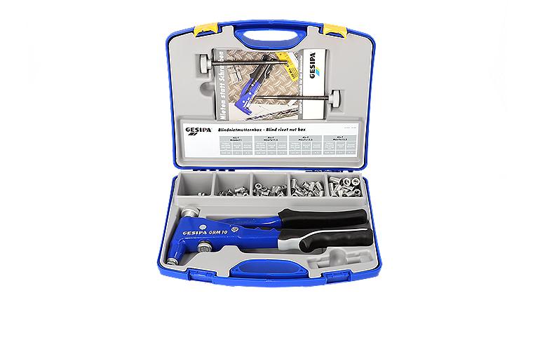 Blindnietmutterset GESIPA inkl. Blindnietmutterzange GBM und Blindnietmuttern M4/5/6, 193-teilig