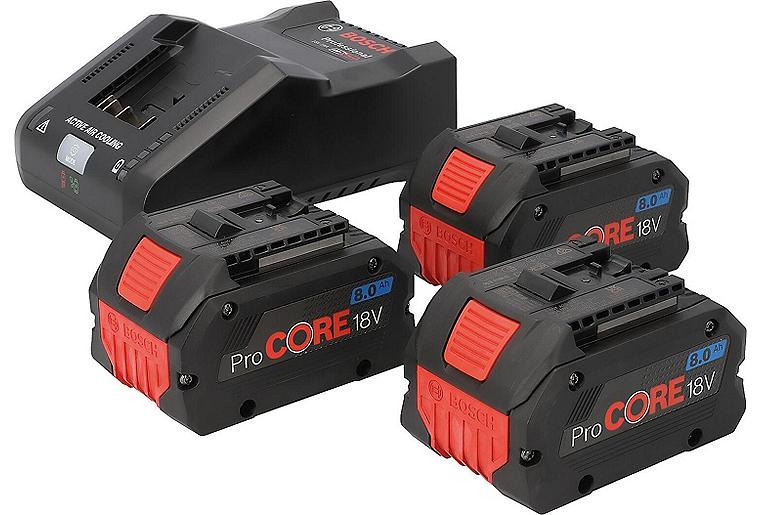 Akku-Set BOSCH 18 V, 3x 8,0 Ah ProCore Akkus und Ladegerät