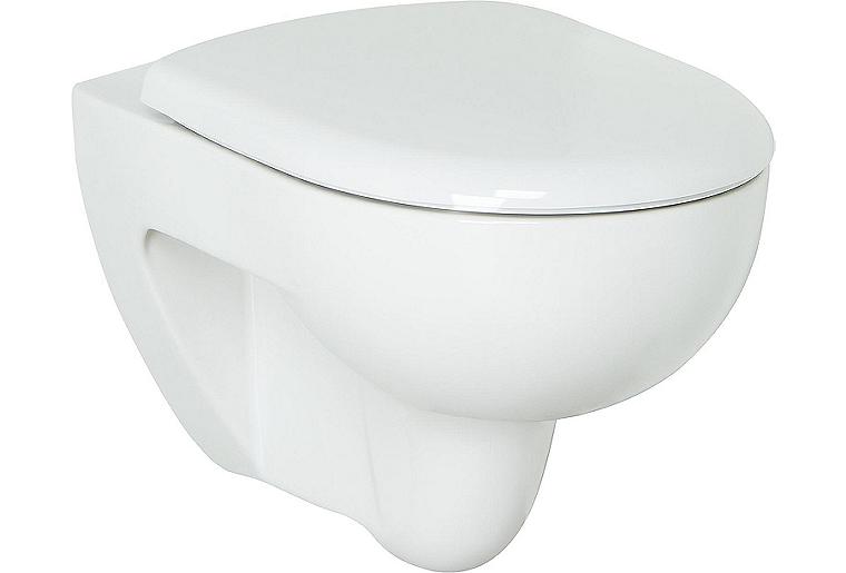 Combi-Pack Geberit Renova Wand- Tiefspül-WC, weiß, spülrandlos WC-Sitz Softclose, QuickRelease