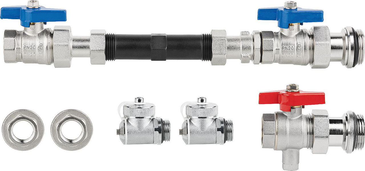 WS Anschlussgarnitur WMZ-41/3E 3/4" (110mm), mit Entleerung WS Anschlussgarnitur WMZ-41/3E 3/4" (110mm), mit Entleerung