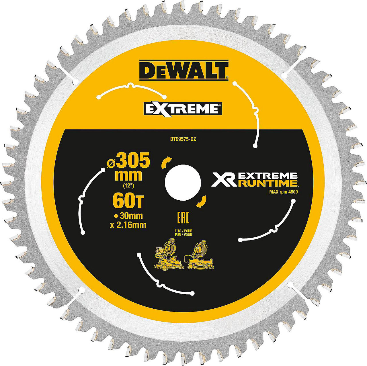 Kreissägeblatt DeWalt DT99575, Ø 305 x 30 mm, mit 60 Zähnen Kreissägeblatt DeWalt DT99575, Ø 305 x 30 mm, mit 60 Zähnen