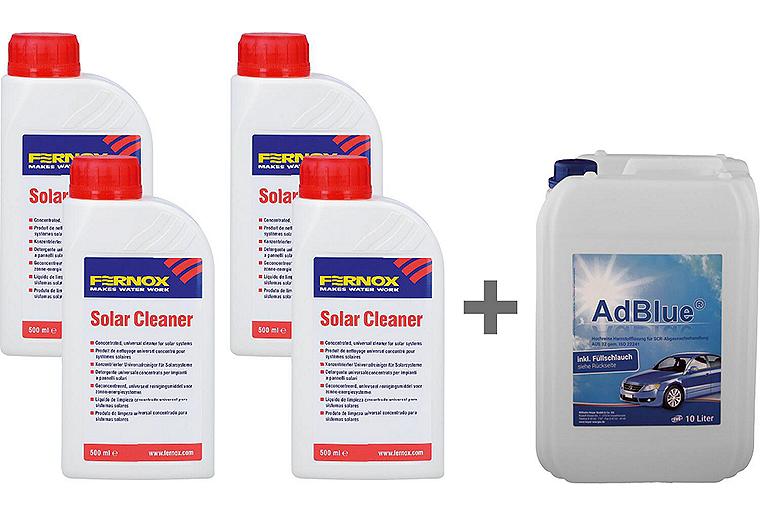 Vorteilspaket 4x Solar Cleaner C 500 ml + AdBlue® 10l Kanister (inkl. Ausgießer)