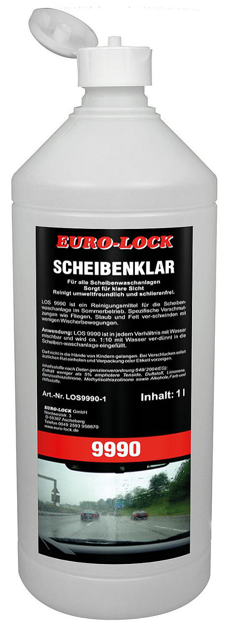 Scheibenwaschkonzentrat 1:10 (Sommer) EURO-LOCK Scheibenklar LOS 9990, 1l Flasche