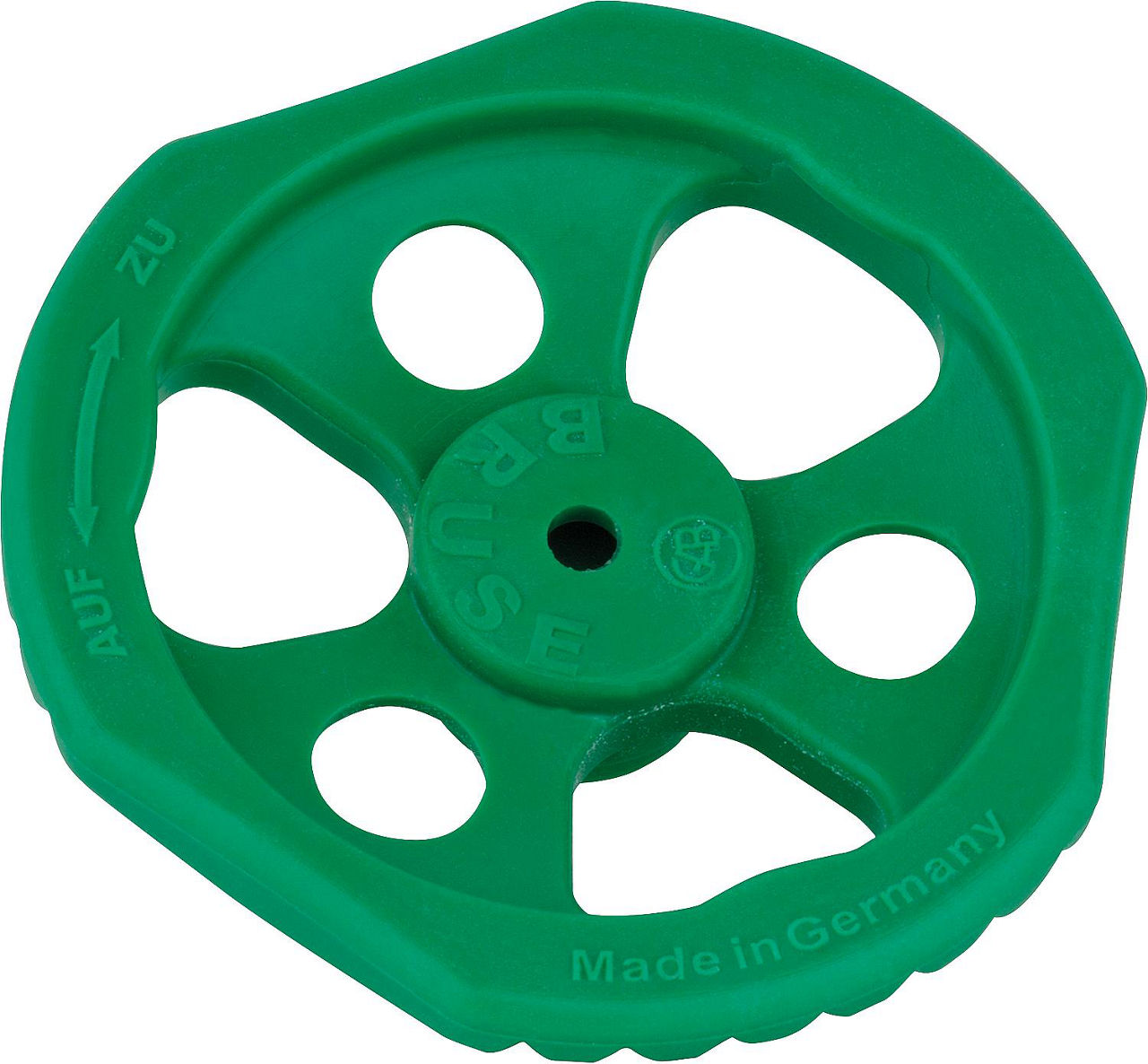Handrad D=65mm, SW7 zu DN25 (1") Oberteile Farbe: grün Handrad D=65mm, SW7 zu DN25 (1") Oberteile Farbe: grün