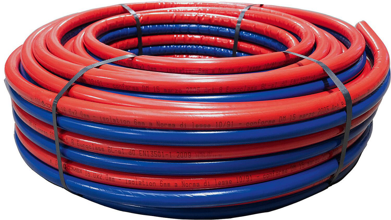 Doppel-Metallverbundrohr PE-RT 16 x 2mm mit Isolierung 6mm, Ring a 50m Doppel-Metallverbundrohr PE-RT 16 x 2mm mit Isolierung 6mm, Ring a 50m