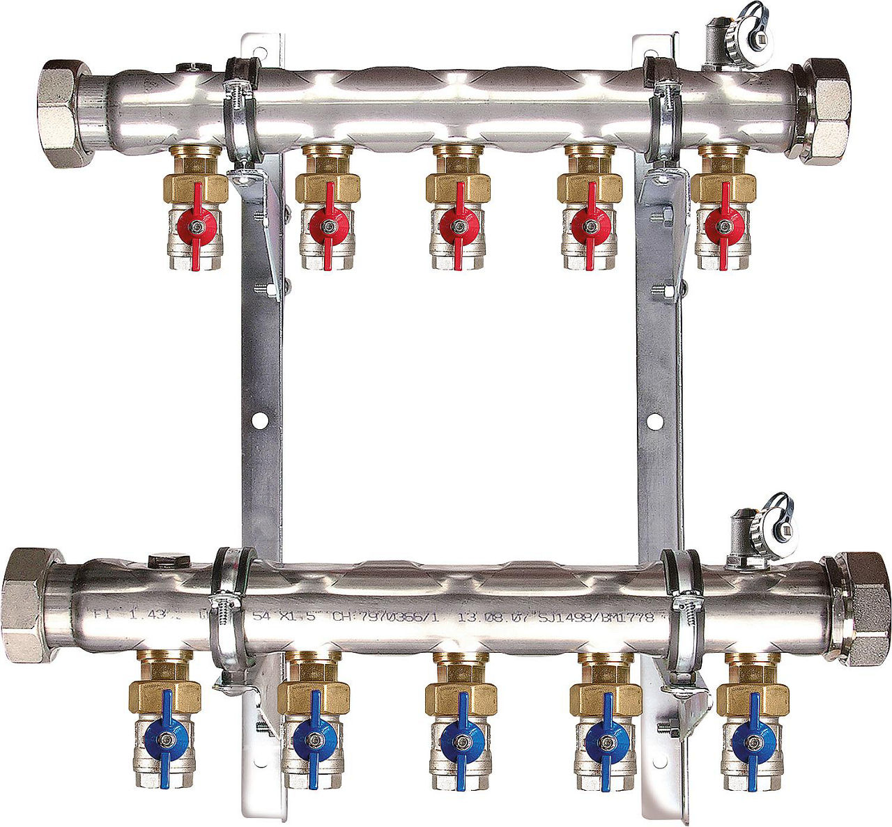 Soleverteiler 2'' für 6 Solekreise Baulänge 520 mm