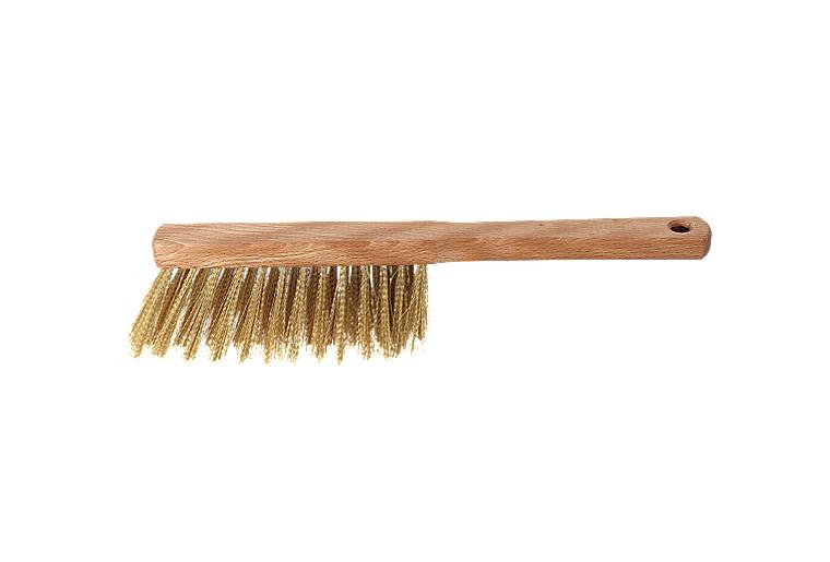 Messing-Handfeger, Holz geölt, Messing, 4-reihig, Messing-Handfeger, Holz geölt, Messing, 4-reihig,