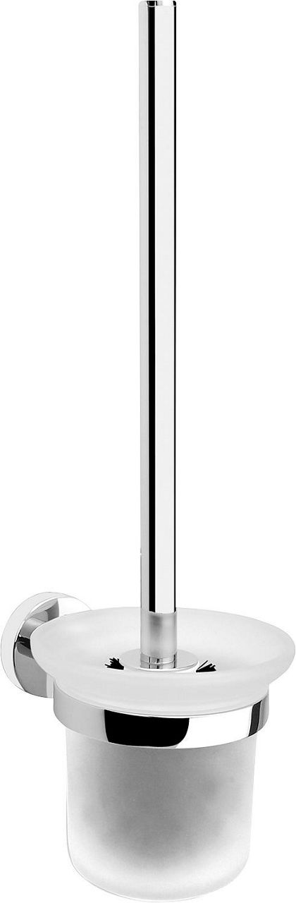 WC Bürstengarnitur Eight mit Wandhalter Glas rund milchig Messing verchromt WC Bürstengarnitur Eight mit Wandhalter Glas rund milchig Messing verchromt
