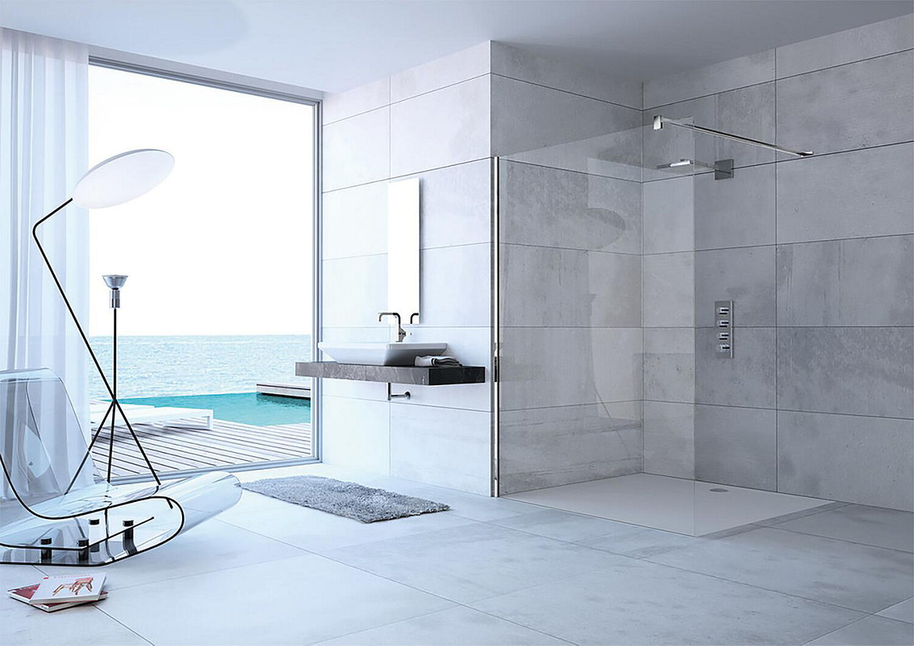 Walk-In Glasduschwand Hüppe modular mit Wandprofil-Set, BxHxT:1190-1210x2000x8 mm ETC silber matt Walk-In Glasduschwand Hüppe modular mit Wandprofil-Set, BxHxT:1190-1210x2000x8 mm ETC silber matt