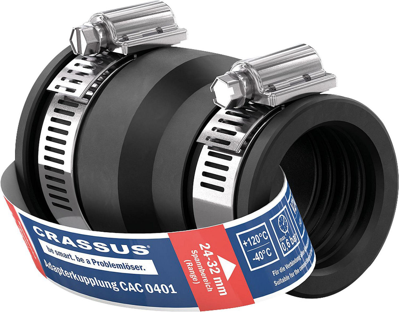 Adapterkupplung CAC 0401 Spannber. 32-40 x 24-32mm EPDM, PN 0,6 bar Adapterkupplung CAC 0401 Spannber. 32-40 x 24-32mm EPDM, PN 0,6 bar
