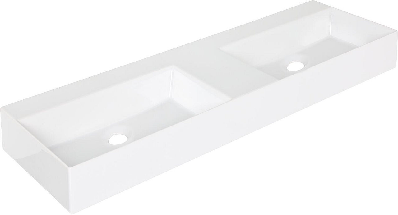 Doppelwaschtisch Elayla 1420x125x450 mm ohne Hahnloch Keramik weiß Doppelwaschtisch Elayla 1420x125x450 mm ohne Hahnloch Keramik weiß